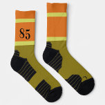 85 birthday Retro colour block Green and orange Socks<br><div class="desc">Graphic retro colours in green and orange with numbers for men birthday.</div>