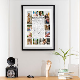 85 reasons why we love you photo collage birthday poster
