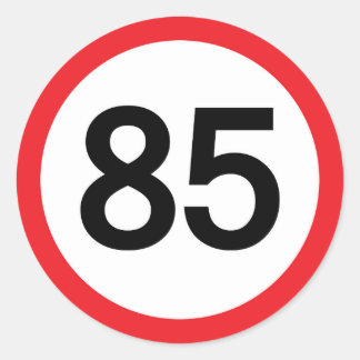 85 speed limit classic round sticker