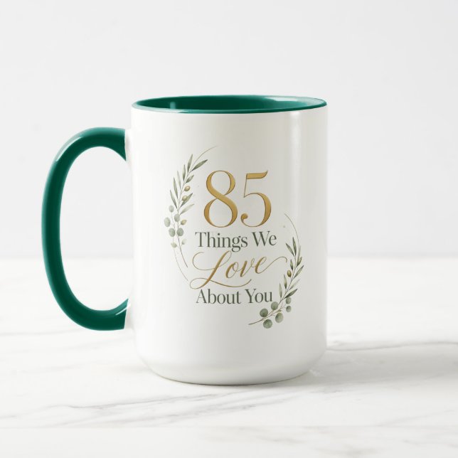 85 Things We Love About Mum Mug (Left)