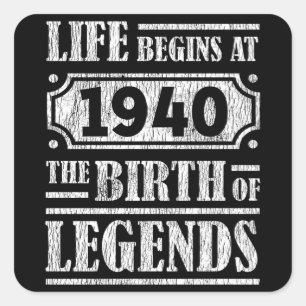 85 Year Old 1940 Birth Of Legend 85th Birthday Square Sticker