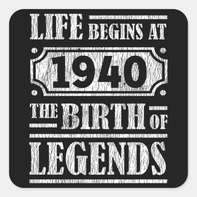 85 Year Old 1940 Birth Of Legend 85th Birthday Square Sticker (Front)