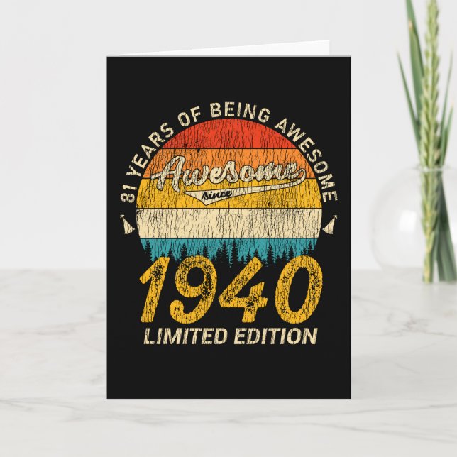 85 Year Old 1940 Retro Awesome 85th Birthday Gift Card (Front)