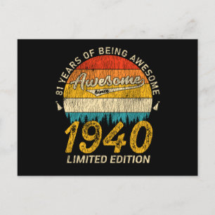 85 Year Old 1940 Retro Awesome 85th Birthday Gift Postcard