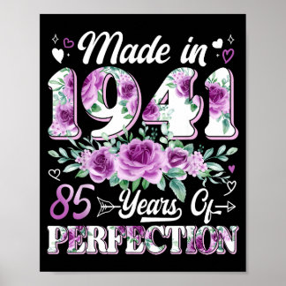 85 Year Old Made 1941 Illustration Poster
