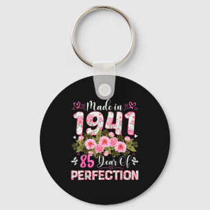85 Year Old Made In 1941 Floral 85th Birthday Wome Key Ring