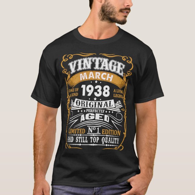 85 Year Old March 1938  85th Birthday T-Shirt (Front)