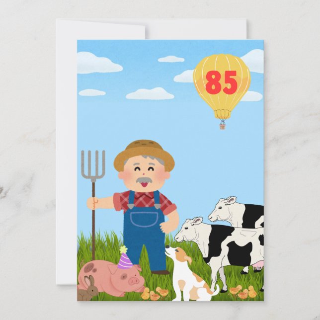 85-year-old single birthday card (farm) (Front)