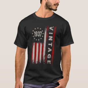85 Year Old  Vintage 1937 American Flag 85th Birth T-Shirt
