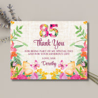 85 Years Flowers Floral Linen 85th Birthday Thanks