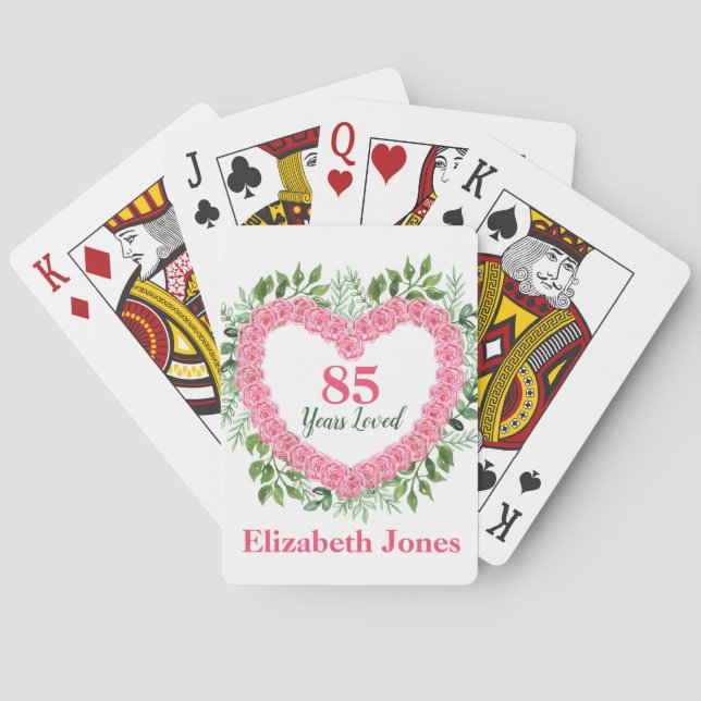 85 Years Loved 85th  Birthday Playing Cards (Back)