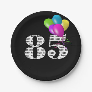 85th birthday balloon bouquet paper plate