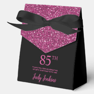 85th Birthday Black Hot Pink Glitter Thank You Favour Box