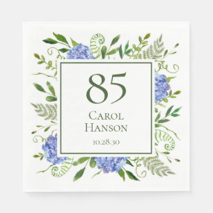 85th Birthday Blue Hydrangeas Napkin