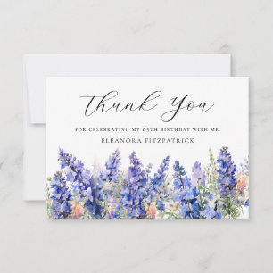 85th Birthday Blue July Birth Flower Custom Flat Thank You Card