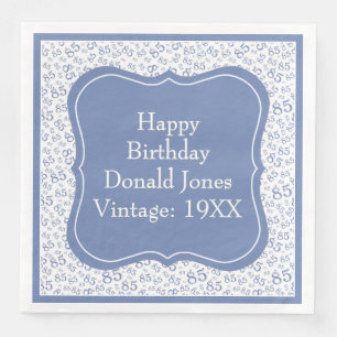 85th Birthday Blue/White Bracket Number Pattern Napkin
