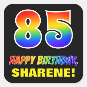 85th Birthday: Bold, Fun, Simple, Rainbow 85 Square Sticker