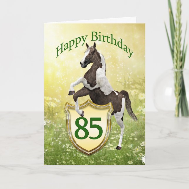 85th birthday card with a rearing horse (Front)