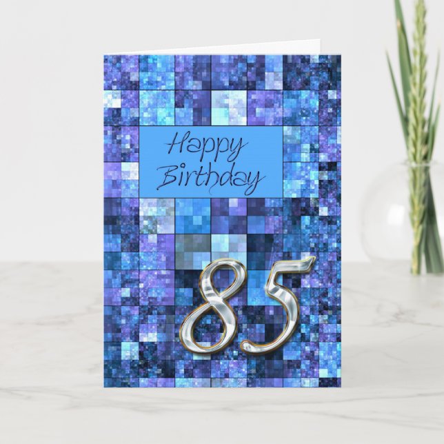 85th Birthday card with abstract squares. (Front)