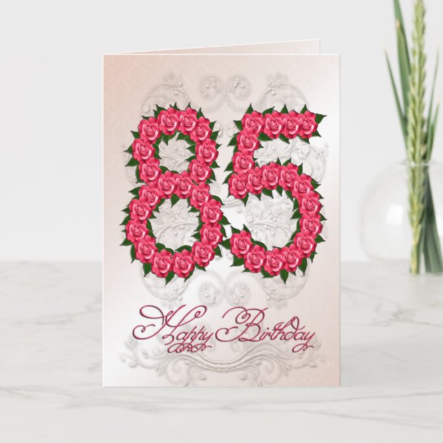 85th birthday card with roses and leaves (Front)