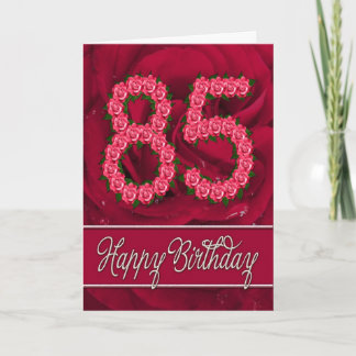 85th birthday card with roses and leaves