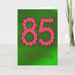 85th birthday card with roses and leaves