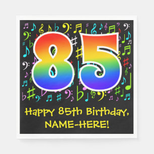 85th Birthday - Colourful Music Symbols, Rainbow 8 Napkin