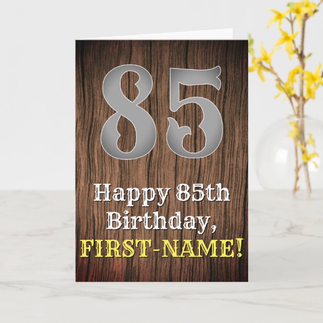 85th Birthday: Country Western Inspired Look, Name Card (Yellow Flower)