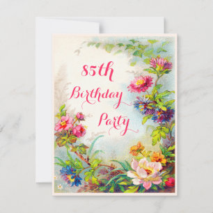 85th Birthday Dahlias and Peonies Victorian Garden Invitation