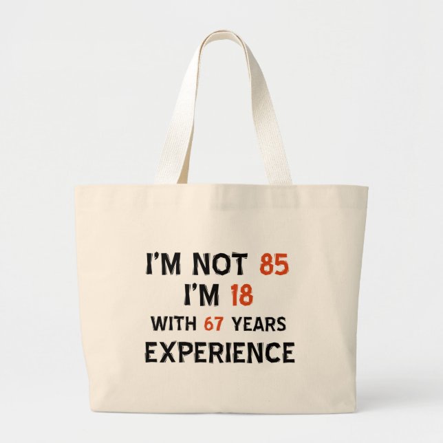 85th birthday designs large tote bag (Front)