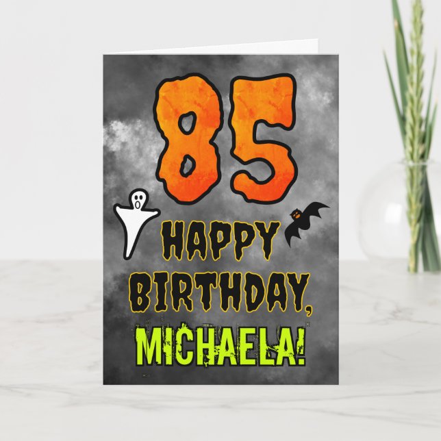 85th Birthday: Eerie Halloween Theme + Custom Name Card (Front)
