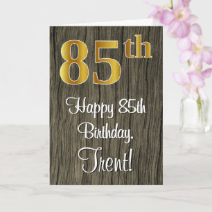 85th Birthday: Elegant Faux Gold Look #, Faux Wood Card