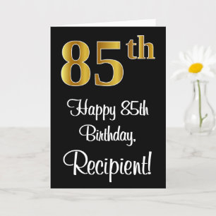 85th Birthday ~ Elegant Luxurious Faux Gold Look # Card
