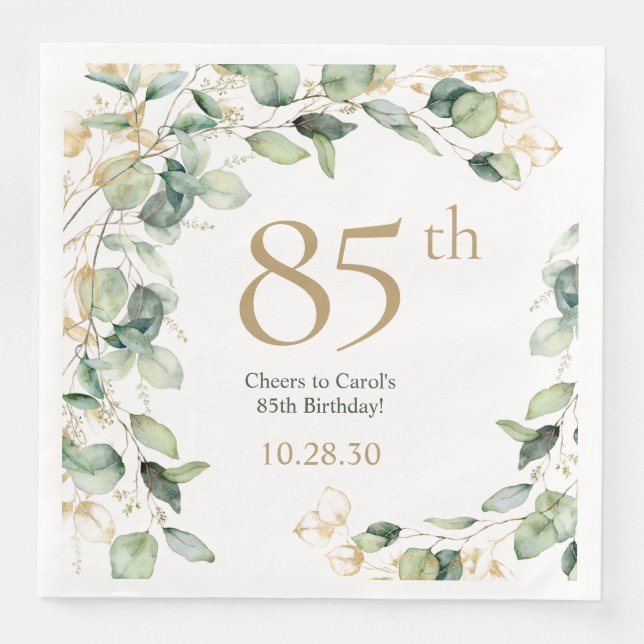 85th Birthday Eucalyptus Napkin (Front)
