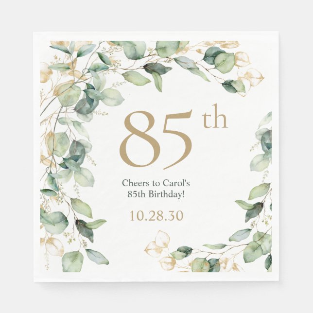 85th Birthday Eucalyptus Napkin (Front)