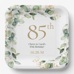 85th Birthday Eucalyptus Paper Plate