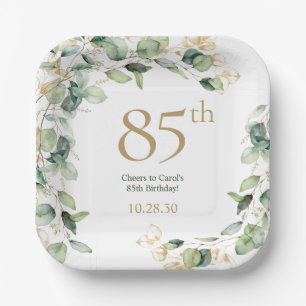 85th Birthday Eucalyptus Paper Plate