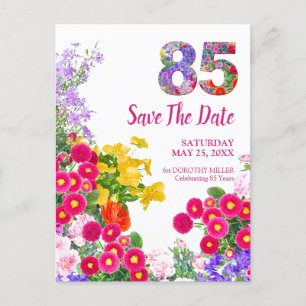 85th birthday Floral Modern Save The Date Announcement Postcard