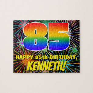 85th Birthday: Fun, Colorful Celebratory Fireworks Jigsaw Puzzle
