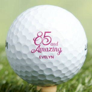 85th Birthday Gift for Mum Pink Script Elegant Golf Balls