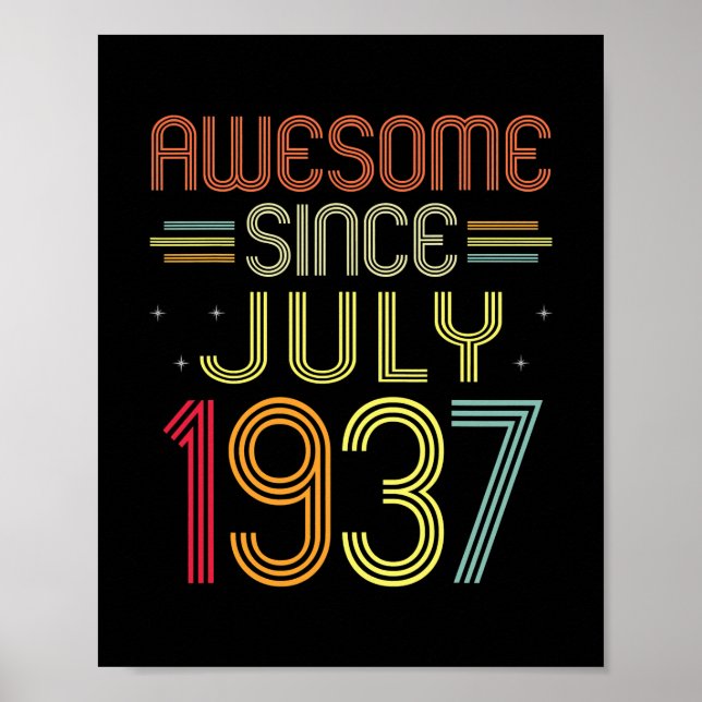 85th Birthday Gifts Awesome Since July 1937 85 Poster (Front)