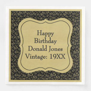 85th Birthday Gold/Black Bracket Number Pattern Napkin