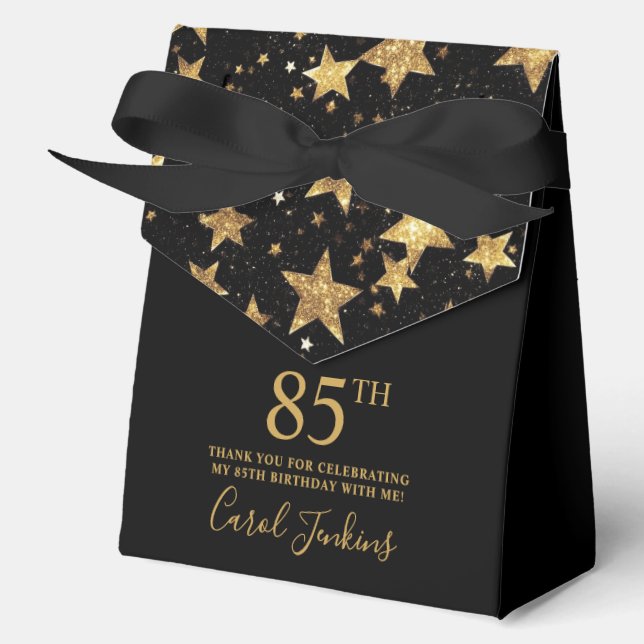85th Birthday Gold Stars Thank You  Favour Box (Front)
