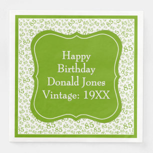 85th Birthday Green/White Bracket Number Pattern Napkin