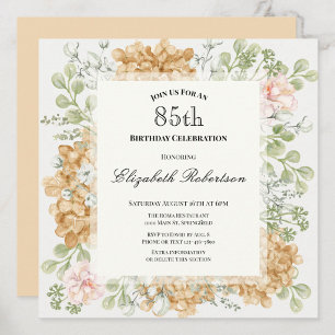 85th Birthday Invitation in Elegant Autumn Colours