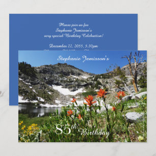 85th Birthday Invitation, Mountains, Wildflowers Invitation