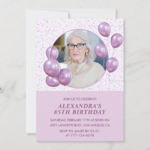 85th birthday invitations Balloons Photo Purple