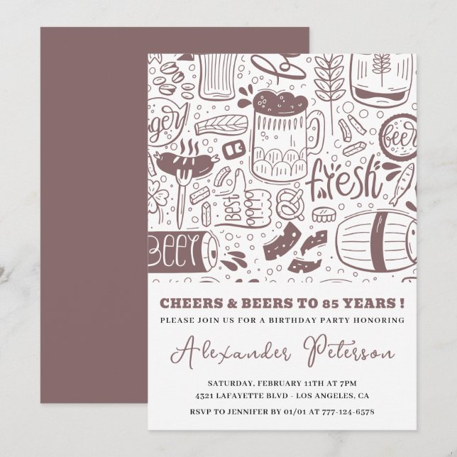 85th birthday invitations Men Beer Vintage (Front/Back)