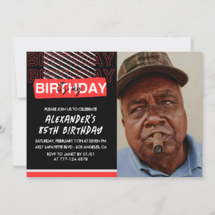 85th birthday invitations Men Party Photo Red 