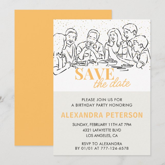 85th birthday invitations Save the date Dinner (Front/Back)
